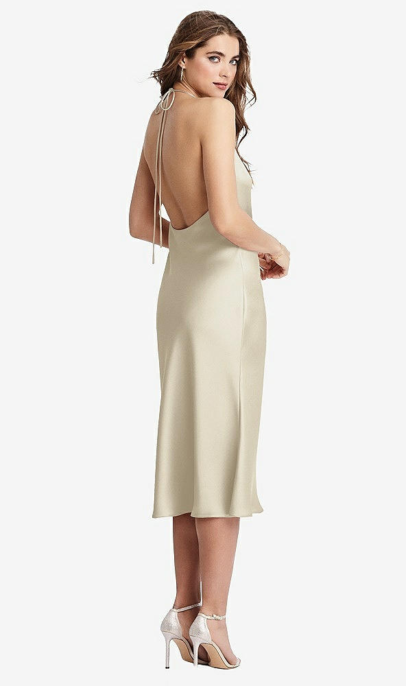 Back View - Champagne Cowl-Neck Convertible Midi Slip Dress - Piper