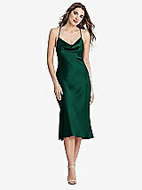 Front View Thumbnail - Hunter Green Cowl-Neck Convertible Midi Slip Dress - Piper