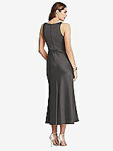 Rear View Thumbnail - Caviar Gray Cowl-Neck Midi Tank Dress - Esme