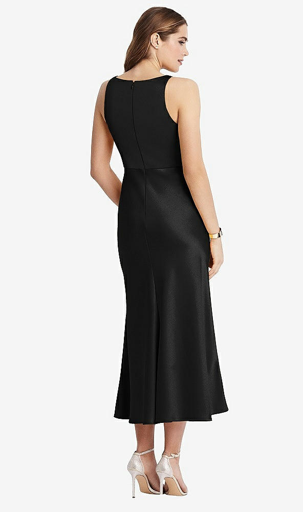 Back View - Black Cowl-Neck Midi Tank Dress - Esme