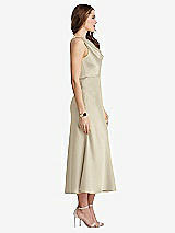 Side View Thumbnail - Champagne Cowl-Neck Midi Tank Dress - Esme