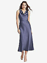 Front View Thumbnail - French Blue Cowl-Neck Midi Tank Dress - Esme