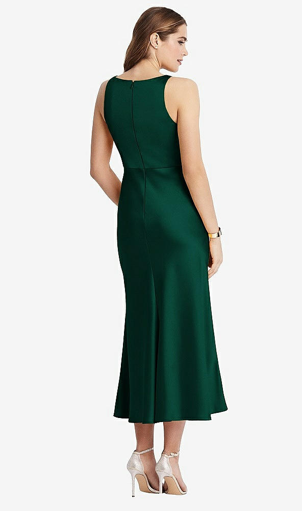 Back View - Hunter Green Cowl-Neck Midi Tank Dress - Esme