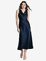 Front View Thumbnail - Midnight Navy Cowl-Neck Midi Tank Dress - Esme