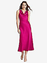 Front View Thumbnail - Think Pink Cowl-Neck Midi Tank Dress - Esme