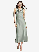 Front View Thumbnail - Willow Green Cowl-Neck Midi Tank Dress - Esme