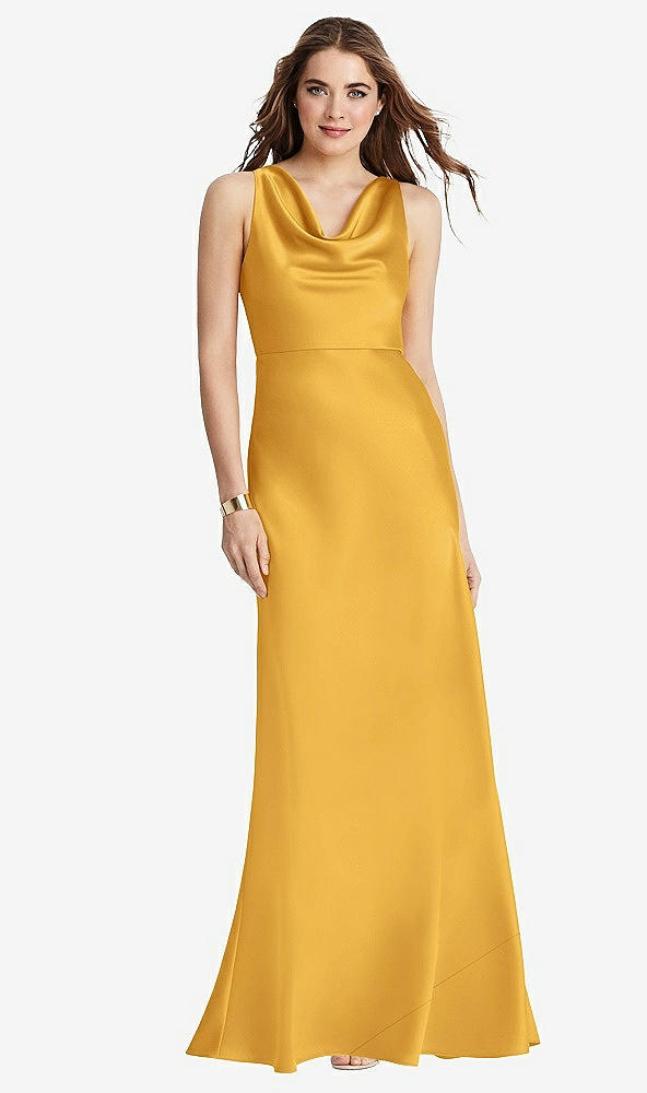 Front View - NYC Yellow Cowl-Neck Maxi Tank Dress - Nova