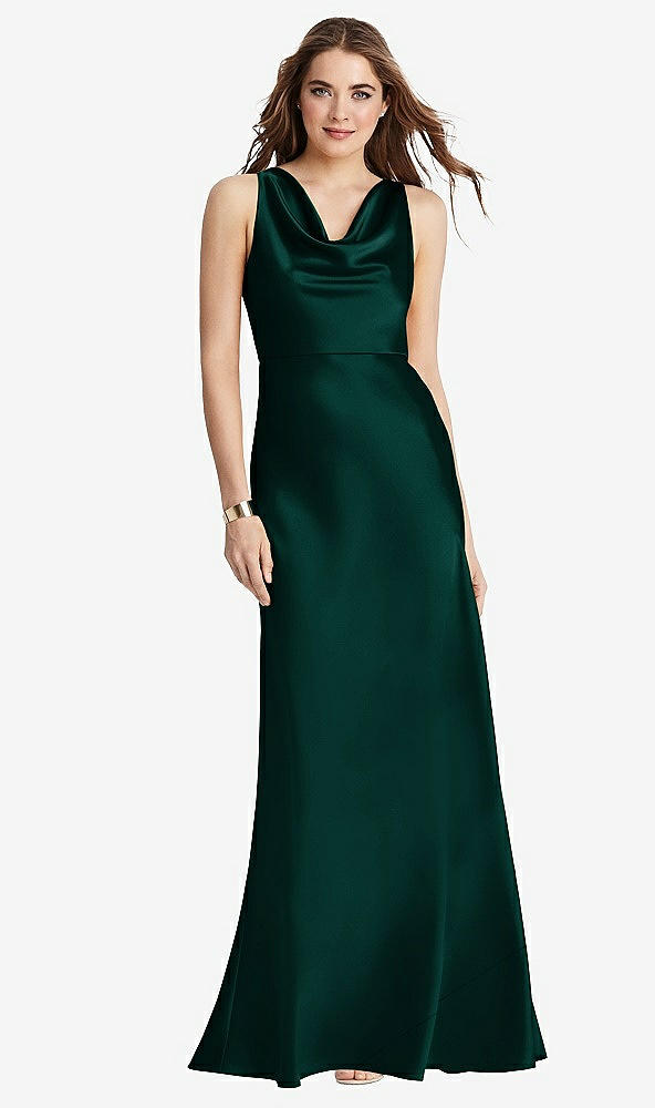 Front View - Evergreen Cowl-Neck Maxi Tank Dress - Nova