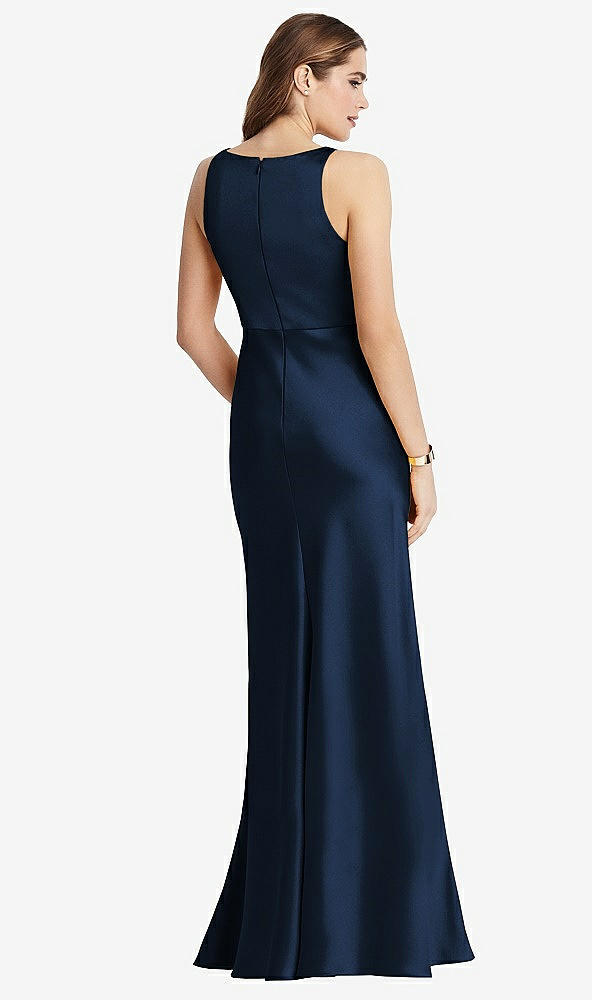 Back View - Midnight Navy Cowl-Neck Maxi Tank Dress - Nova