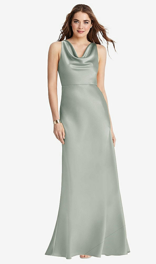 Front View - Willow Green Cowl-Neck Maxi Tank Dress - Nova