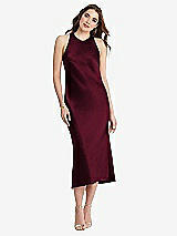 Front View Thumbnail - Cabernet Tie Neck Cutout Midi Tank Dress - Lou