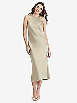 Front View Thumbnail - Champagne Tie Neck Cutout Midi Tank Dress - Lou