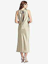 Rear View Thumbnail - Champagne Tie Neck Cutout Midi Tank Dress - Lou