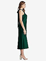 Side View Thumbnail - Hunter Green Tie Neck Cutout Midi Tank Dress - Lou