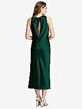 Rear View Thumbnail - Hunter Green Tie Neck Cutout Midi Tank Dress - Lou