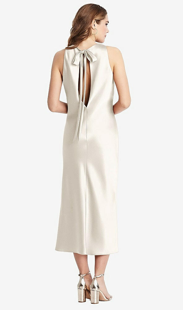 Back View - Ivory Tie Neck Cutout Midi Tank Dress - Lou