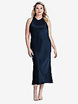 Alt View 2 Thumbnail - Midnight Navy Tie Neck Cutout Midi Tank Dress - Lou