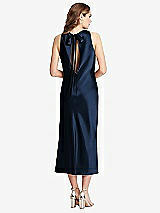 Rear View Thumbnail - Midnight Navy Tie Neck Cutout Midi Tank Dress - Lou