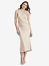 Front View Thumbnail - Oat Tie Neck Cutout Midi Tank Dress - Lou