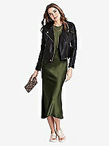 Alt View 1 Thumbnail - Olive Green Tie Neck Cutout Midi Tank Dress - Lou