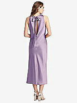 Rear View Thumbnail - Pale Purple Tie Neck Cutout Midi Tank Dress - Lou