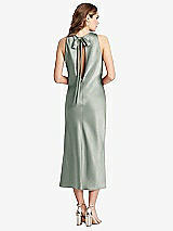 Rear View Thumbnail - Willow Green Tie Neck Cutout Midi Tank Dress - Lou