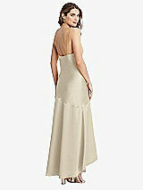 Rear View Thumbnail - Champagne Asymmetrical Drop Waist High-Low Slip Dress - Devon