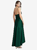 Rear View Thumbnail - Hunter Green Asymmetrical Drop Waist High-Low Slip Dress - Devon