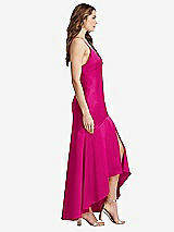 Side View Thumbnail - Think Pink Asymmetrical Drop Waist High-Low Slip Dress - Devon