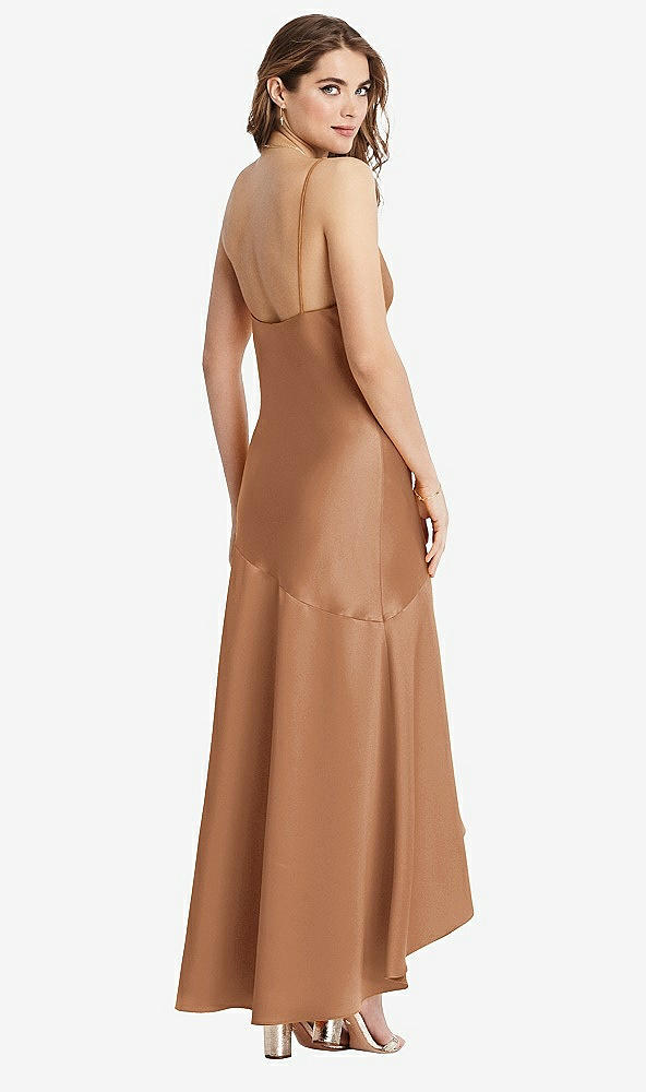 Back View - Toffee Asymmetrical Drop Waist High-Low Slip Dress - Devon