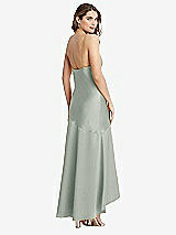 Rear View Thumbnail - Willow Green Asymmetrical Drop Waist High-Low Slip Dress - Devon