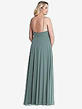 Alt View 2 Thumbnail - Icelandic High Neck Chiffon Maxi Dress with Front Slit - Lela