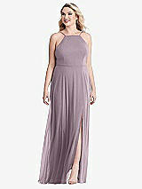 Alt View 1 Thumbnail - Lilac Dusk High Neck Chiffon Maxi Dress with Front Slit - Lela