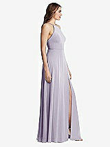 Side View Thumbnail - Moondance High Neck Chiffon Maxi Dress with Front Slit - Lela