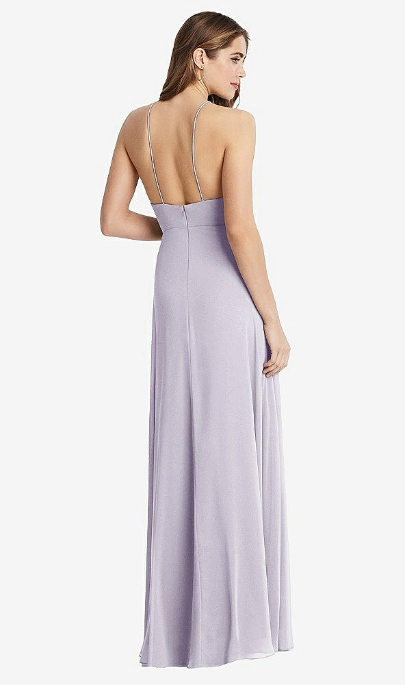 Back View - Moondance High Neck Chiffon Maxi Dress with Front Slit - Lela