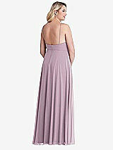 Alt View 2 Thumbnail - Suede Rose High Neck Chiffon Maxi Dress with Front Slit - Lela