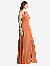 Side View Thumbnail - Sweet Melon High Neck Chiffon Maxi Dress with Front Slit - Lela