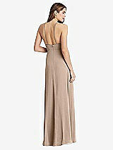 Rear View Thumbnail - Topaz High Neck Chiffon Maxi Dress with Front Slit - Lela