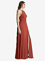 Side View Thumbnail - Amber Sunset High Neck Chiffon Maxi Dress with Front Slit - Lela