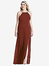 Alt View 1 Thumbnail - Auburn Moon High Neck Chiffon Maxi Dress with Front Slit - Lela