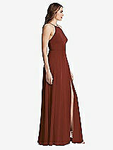 Side View Thumbnail - Auburn Moon High Neck Chiffon Maxi Dress with Front Slit - Lela