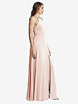 Side View Thumbnail - Blush High Neck Chiffon Maxi Dress with Front Slit - Lela