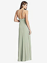 Rear View Thumbnail - Celadon High Neck Chiffon Maxi Dress with Front Slit - Lela