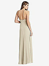 Rear View Thumbnail - Champagne High Neck Chiffon Maxi Dress with Front Slit - Lela