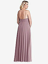 Alt View 2 Thumbnail - Dusty Rose High Neck Chiffon Maxi Dress with Front Slit - Lela