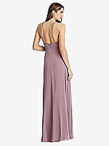 Rear View Thumbnail - Dusty Rose High Neck Chiffon Maxi Dress with Front Slit - Lela