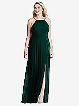 Alt View 1 Thumbnail - Evergreen High Neck Chiffon Maxi Dress with Front Slit - Lela