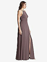 Side View Thumbnail - French Truffle High Neck Chiffon Maxi Dress with Front Slit - Lela