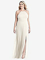 Alt View 1 Thumbnail - Ivory High Neck Chiffon Maxi Dress with Front Slit - Lela