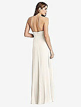 Rear View Thumbnail - Ivory High Neck Chiffon Maxi Dress with Front Slit - Lela